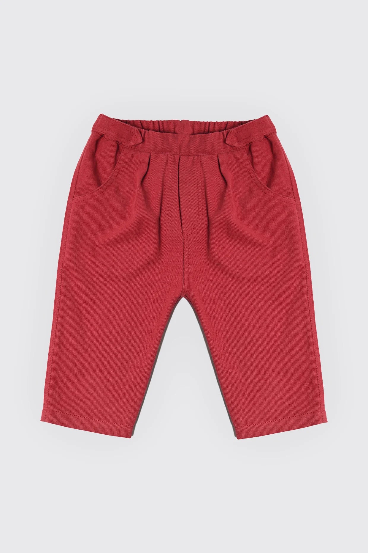 Pantalon en tissu 100 % coton rouge grenat