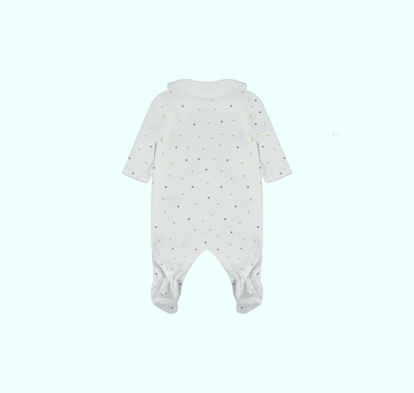 Pack dort bien bleu avec étoile grenouillère, moufles & Bonnet