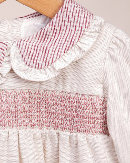 Robe Smockée Rose Poudré pour Bébé Fille – Élégance et Confort