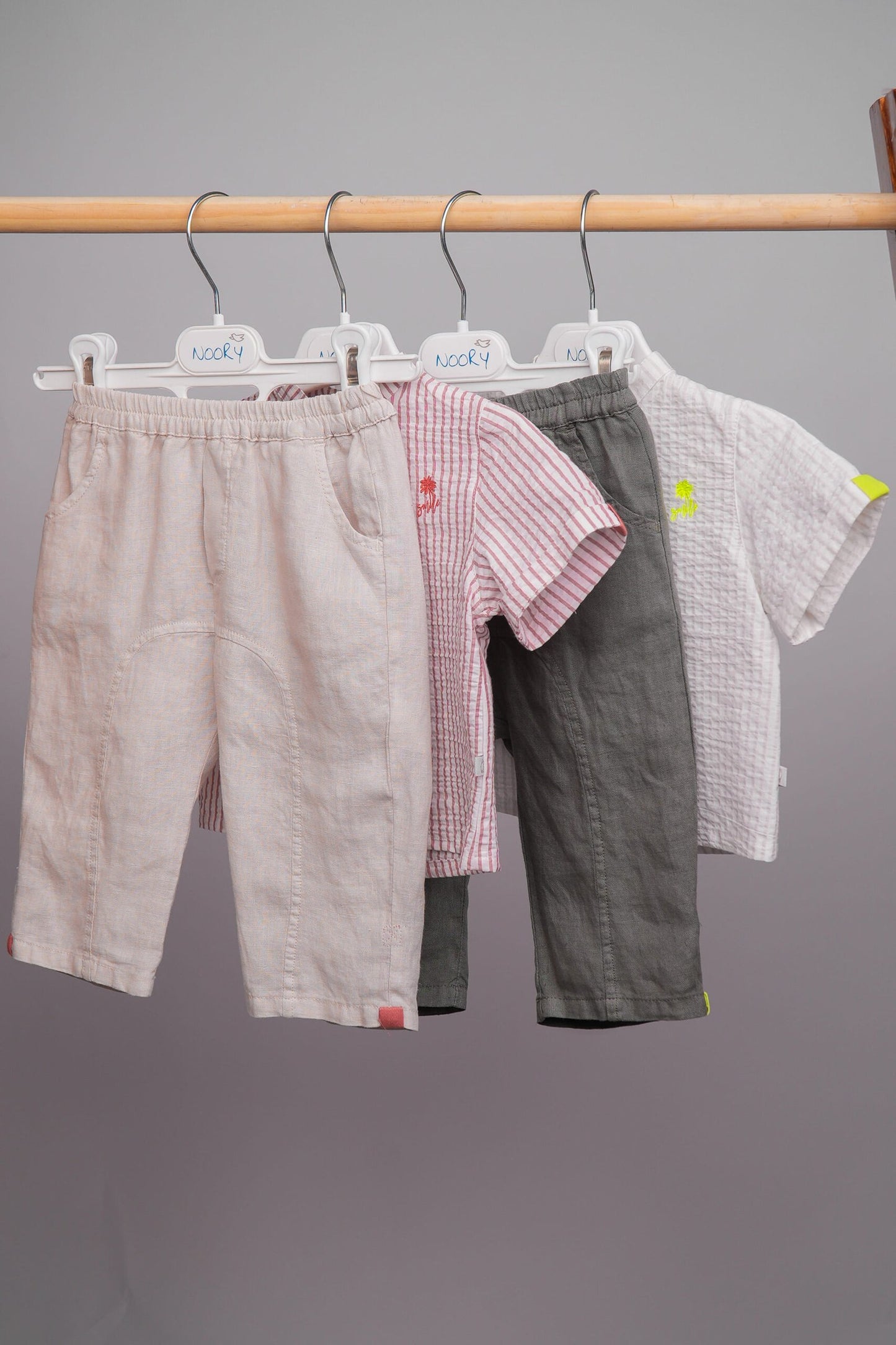 chemise pour bébé garçon demi-manches rayé beige