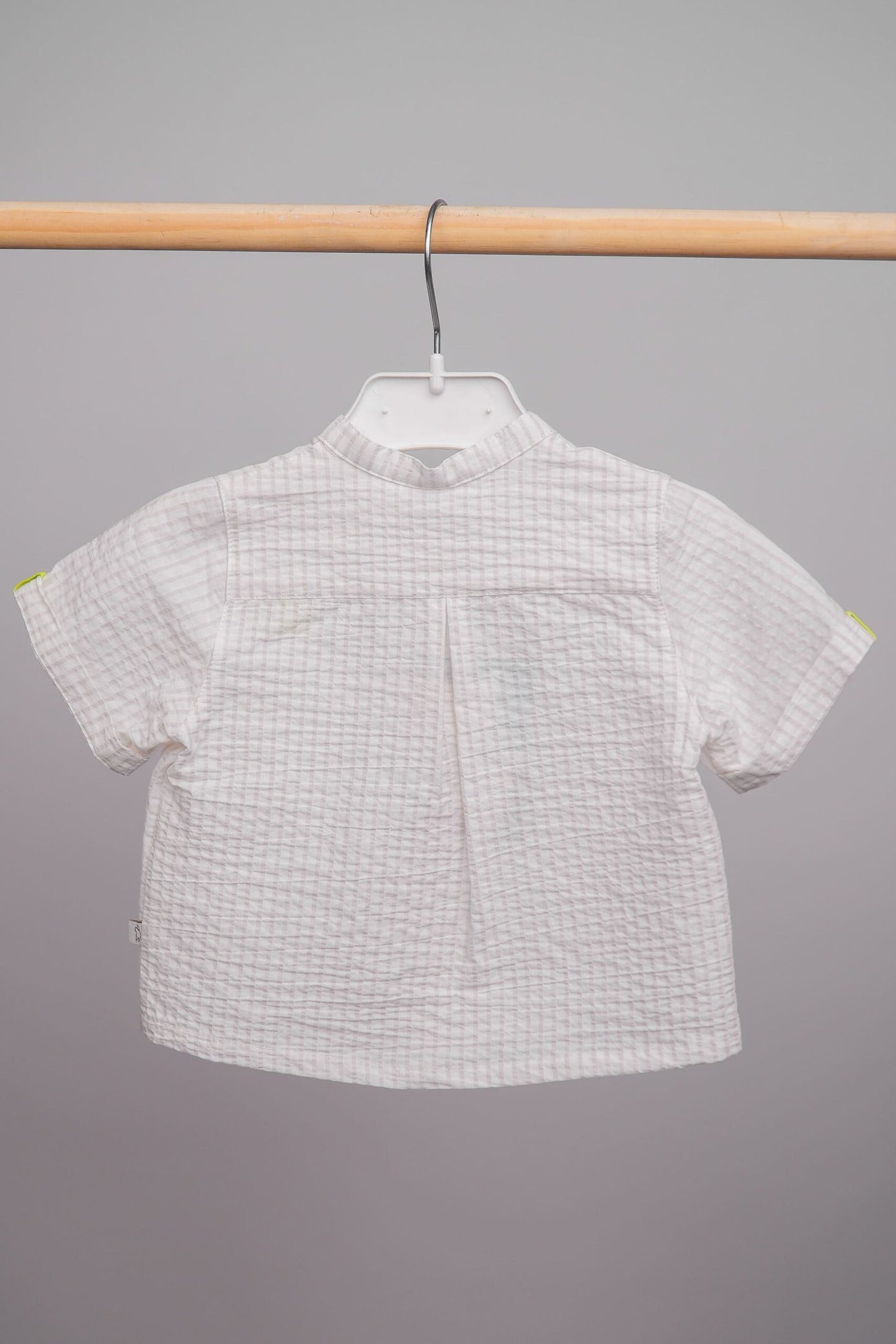 chemise pour bébé garçon demi-manches rayé beige