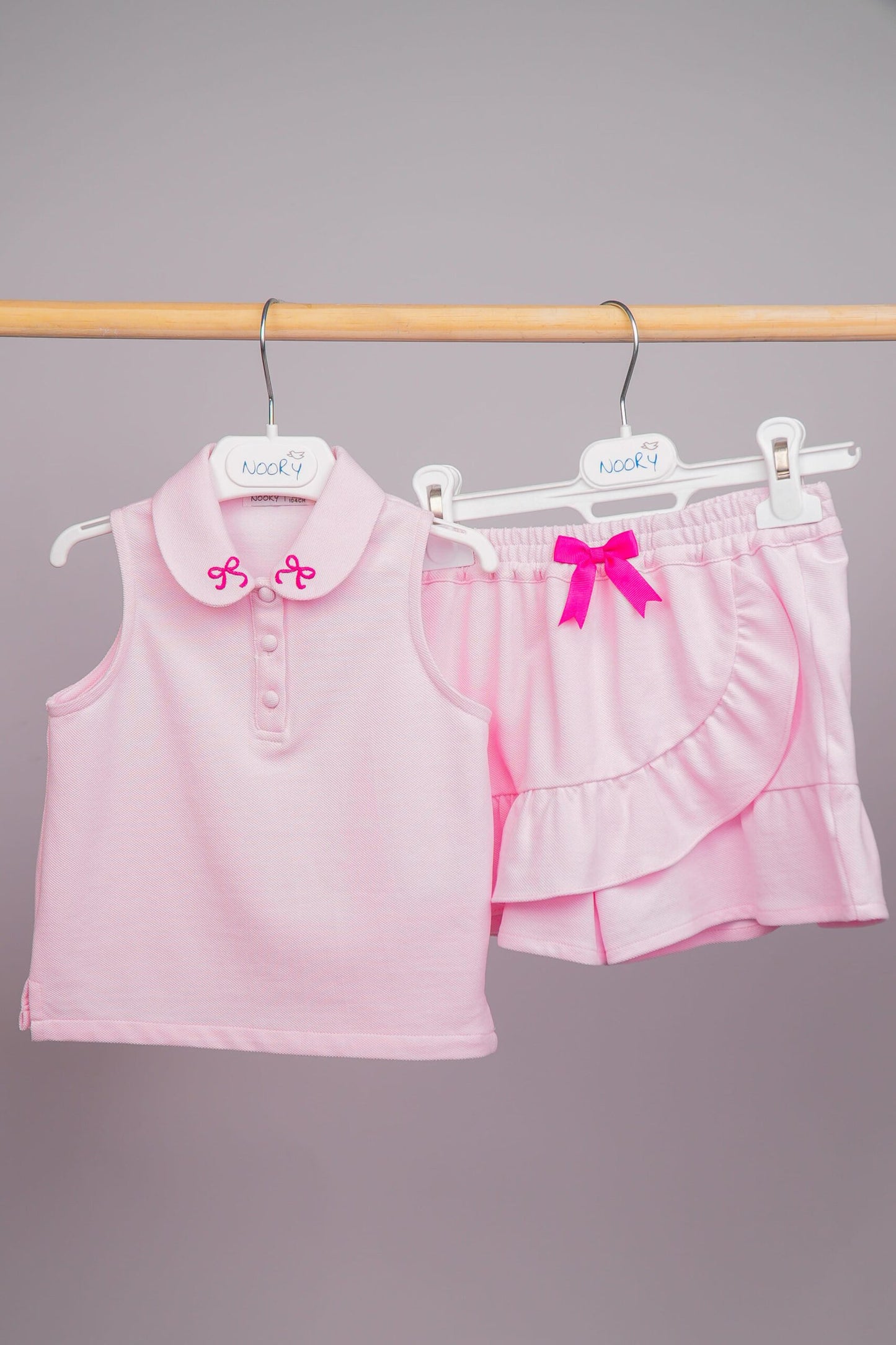 Ensemble pour fille en piqué rose 100 % coton