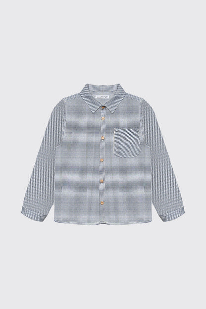 Chemise garçon en petits carreaux bleu