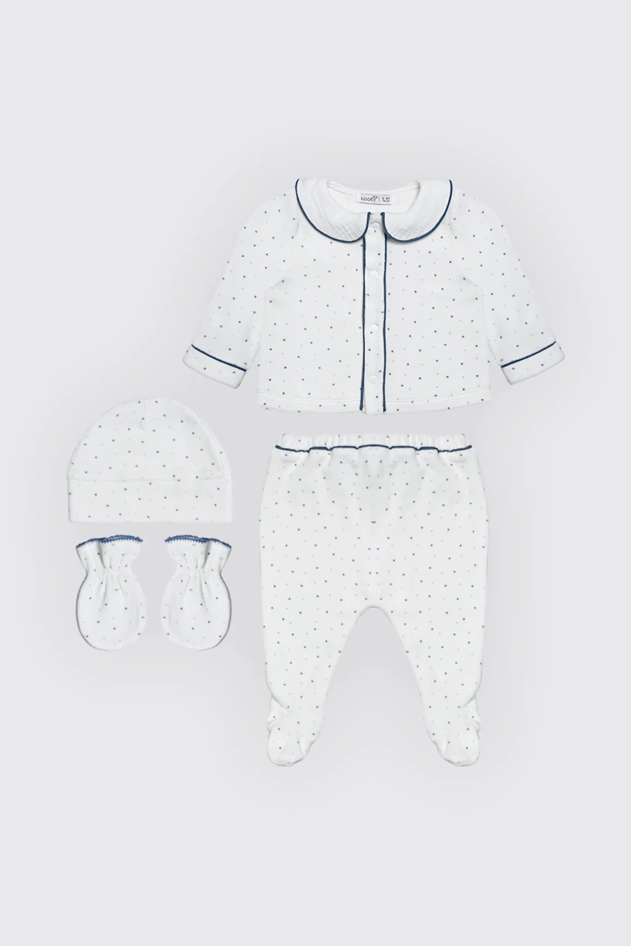 Pack dort bien bleu , moufles & Bonnet