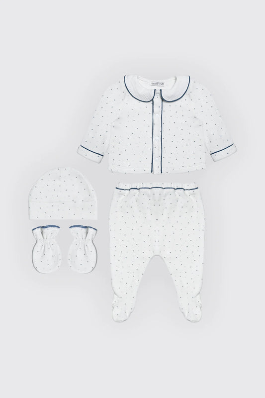 Pack dort bien bleu , moufles & Bonnet