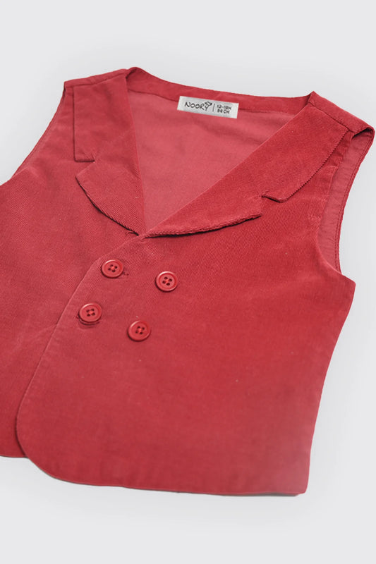 Gilet cérémonie en velours côtelé Rouge Grenat