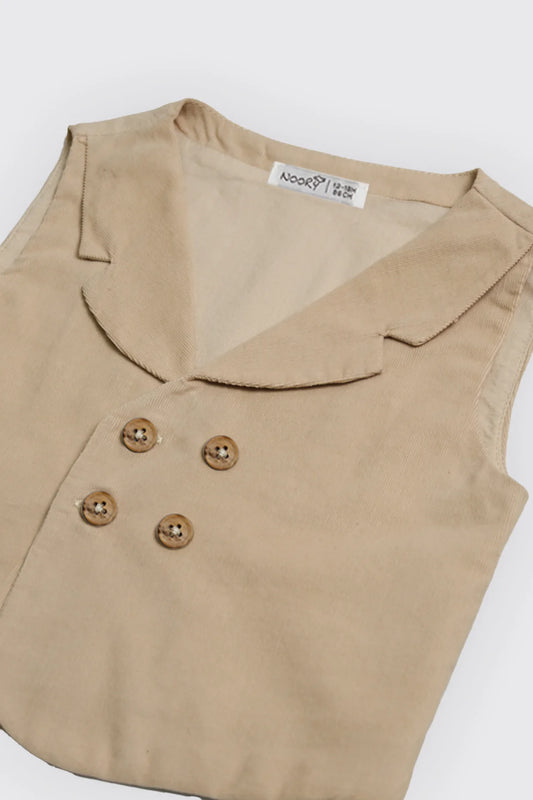 Gilet cérémonie en velours côtelé Beige