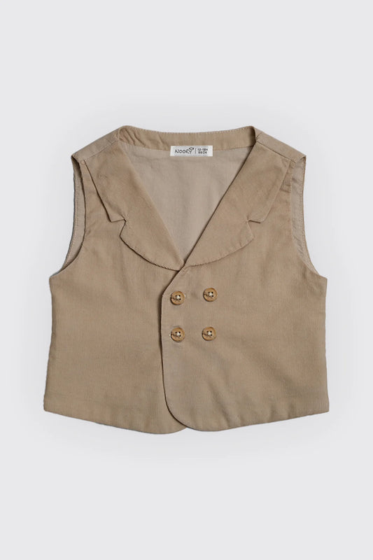 Gilet cérémonie en velours côtelé Beige