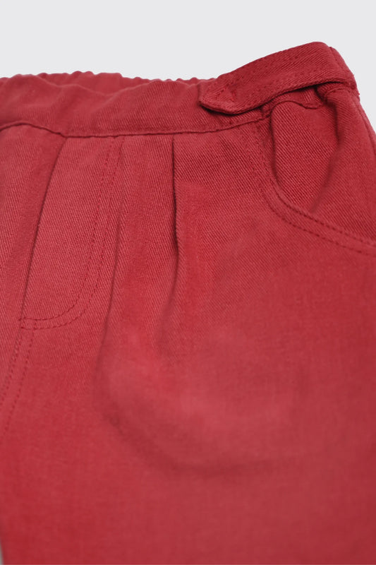 Pantalon en tissu 100 % coton rouge grenat