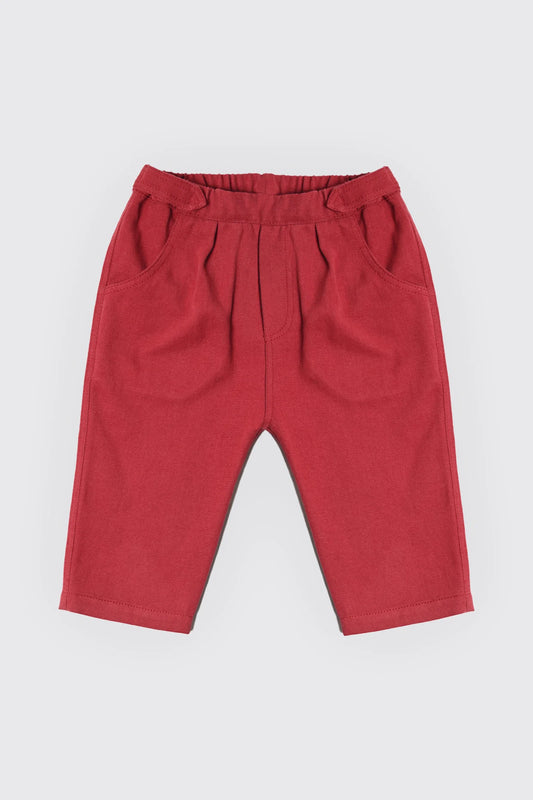 Pantalon en tissu 100 % coton rouge grenat