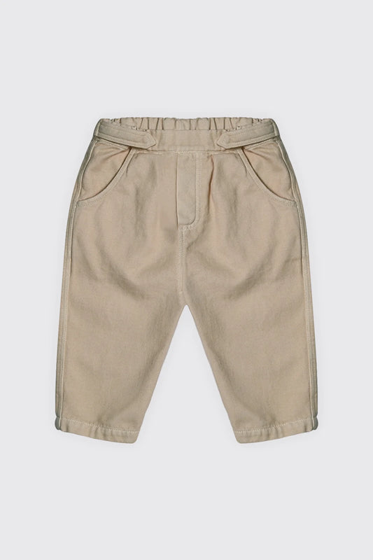 Pantalon en tissu 100 % coton beige