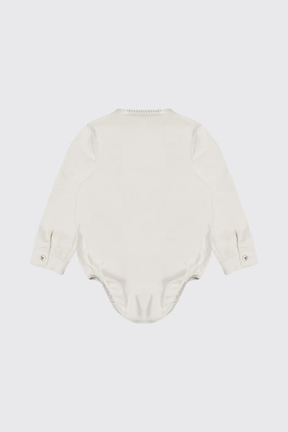 Chemise body off-white à col officie