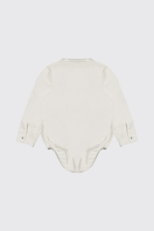 Chemise body off-white à col officie