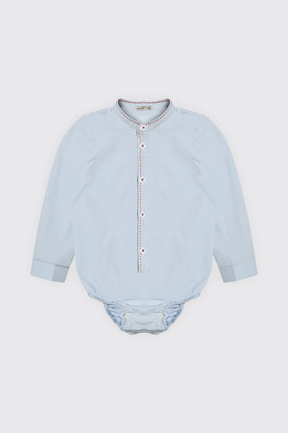 Chemise body ciel à col officie