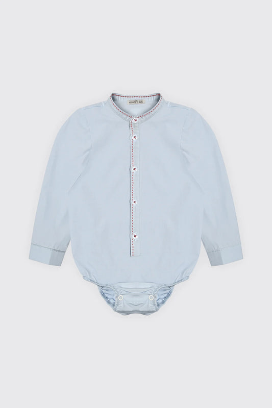 Chemise body ciel à col officie