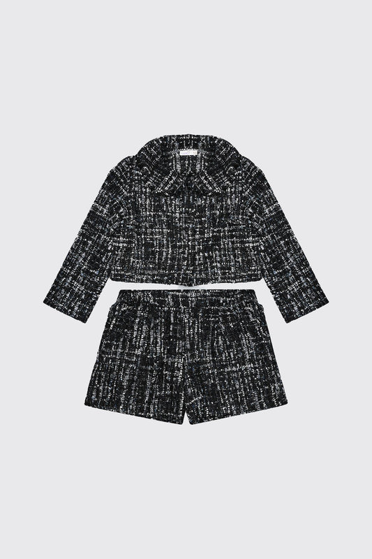 Ensemble Veste courte et short en tweed lurex