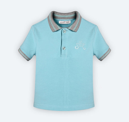 T-shirt polo en piqué 100% coton à col chemisier et broderie
