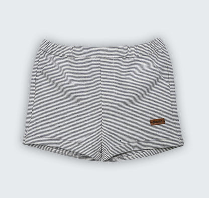 Short à rayures, 100% coton avec ceinture élastique réglable
