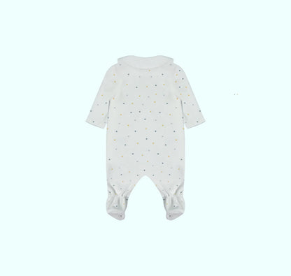 Pack dort bien bleu avec étoile grenouillère, moufles & Bonnet
