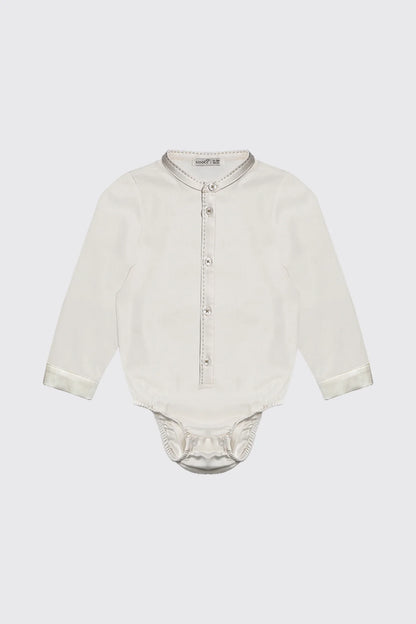 Chemise body off-white à col officie