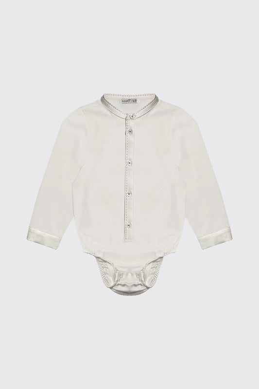Chemise body off-white à col officie