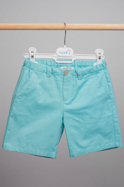 Short vert pour garçon 100 % coton
