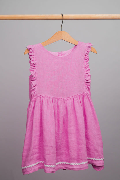 robe en lin rose sans manches