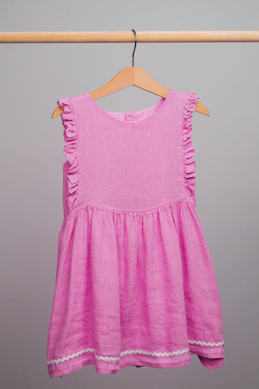 robe en lin rose sans manches
