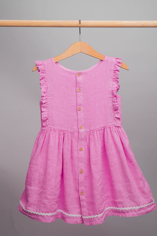 robe en lin rose sans manches