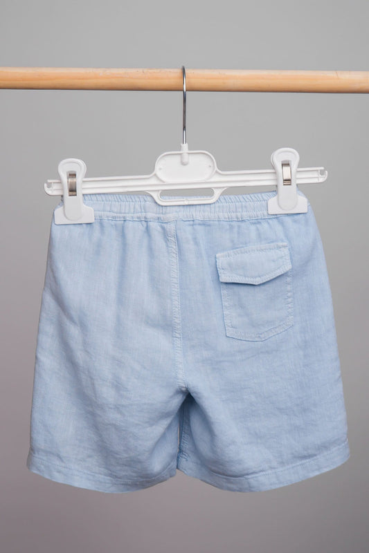 Short pour garçon en lin bleu ciel