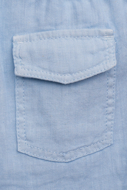 Short pour garçon en lin bleu ciel