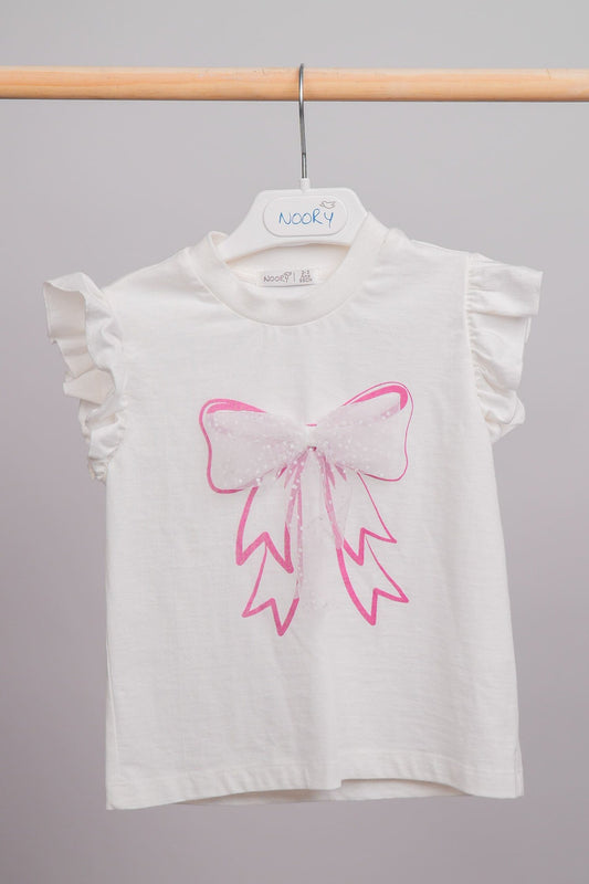 T-shirt pour filles avec manches volantées