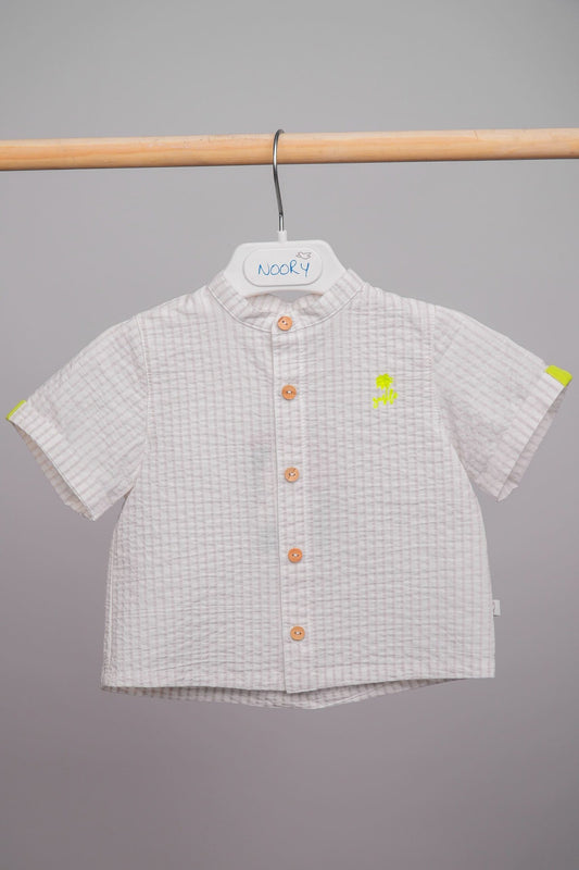chemise pour bébé garçon demi-manches rayé beige