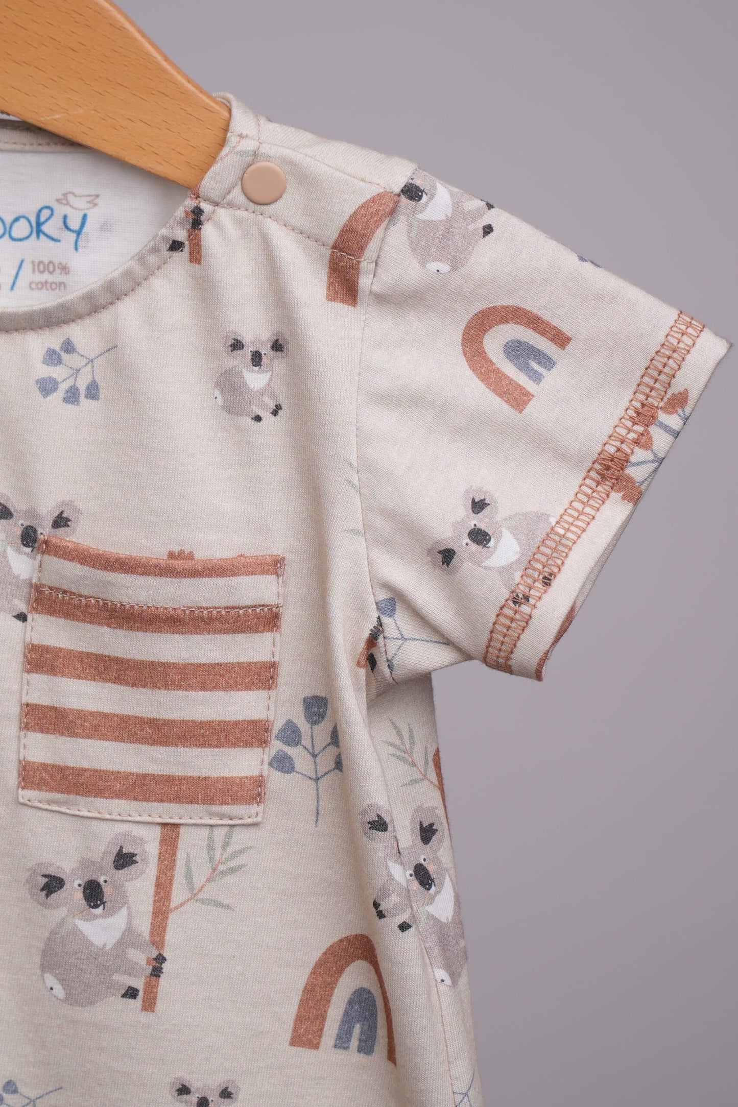 Pack de naissance 3 pièces  + Pochette – Motifs Koala, Rayures & Naturel