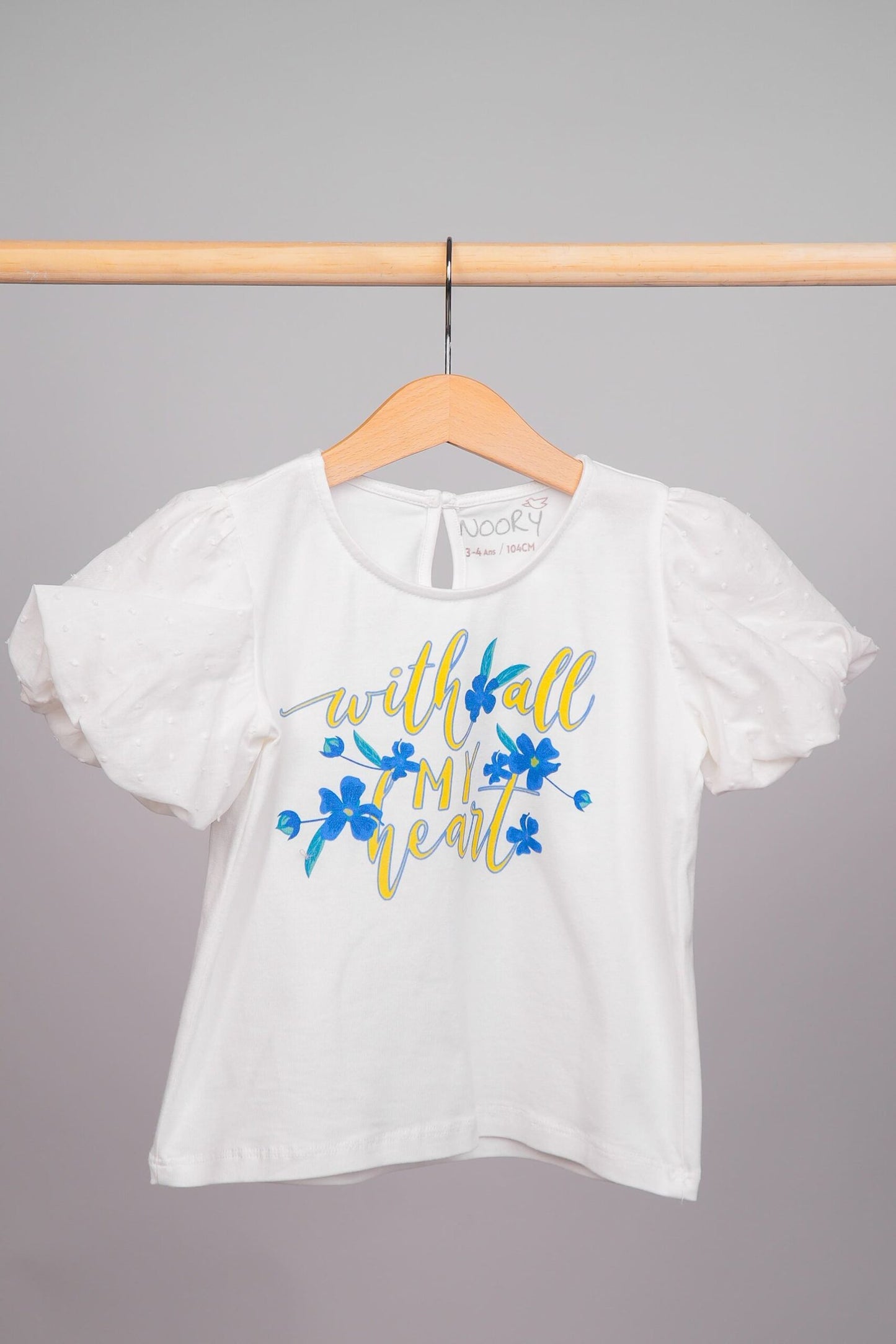 T-shirt pour filles 100% coton avec des manches ballons