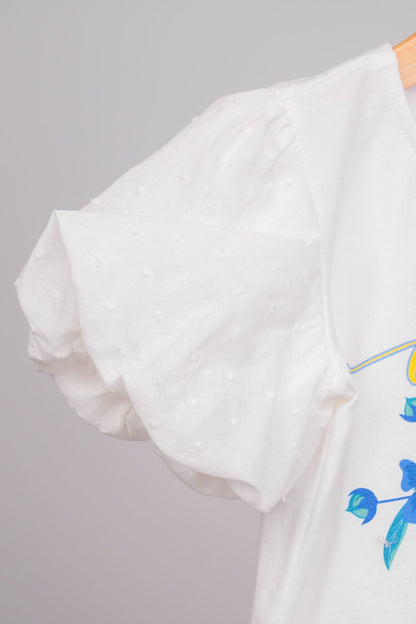 T-shirt pour filles 100% coton avec des manches ballons